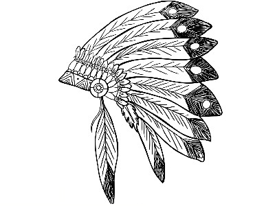 A drawing of a Native American headdress